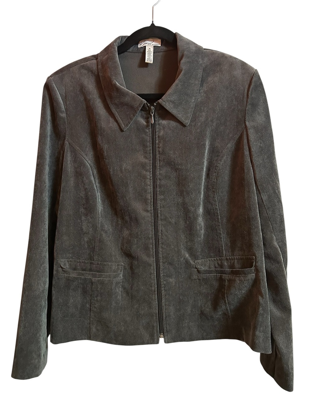 Kim Rogers Dark Gray Suede Zip Front Jacket
